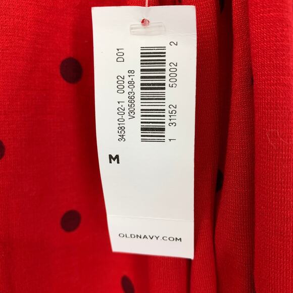SOLD Old Navy Shift Dress Womens Size Medium Red Black Polka Dots Long Sleeve - Picture 6 of 8